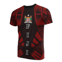 Fiji T Shirt Fijian Coat of Arms Polynesian Tattoo Red Style Unisex Red - Polynesian Pride