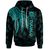 Tuvalu Hoodie Polynesian Wings (Turquoise) Unisex Turquoise - Polynesian Pride