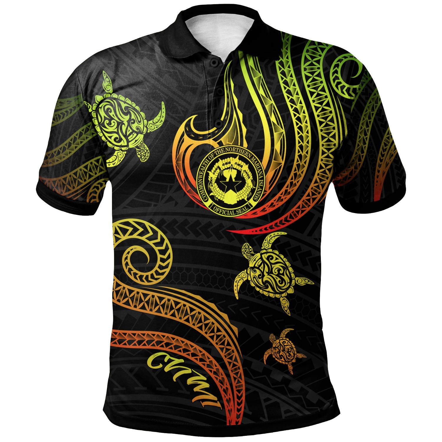 Northern Mariana Islands Polo Shirt Polynesian Turtle With Pattern Reggae Unisex Reggae - Polynesian Pride