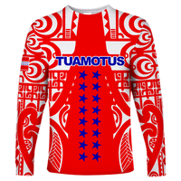 Tuamotu Archipelago Tribal Tattoo Long Sleeve Shirt - LT12 Unisex Red - Polynesian Pride