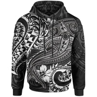 Polynesian Hoodie White Shark Polynesian Tattoo Unisex White - Polynesian Pride