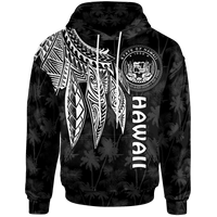 Polynesian Hawaii Hoodie Polynesian Wings (White) Unisex White - Polynesian Pride