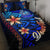Vanuatu Custom Personalised Quilt Bed Set - Vintage Tribal Mountain Blue - Polynesian Pride