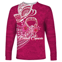 (Custom Personalised) Breast Cancer Pink Ribbon Butterfly Polynesian Pink Version Long Sleeve Shirt - LT12 Unisex Pink - Polynesian Pride