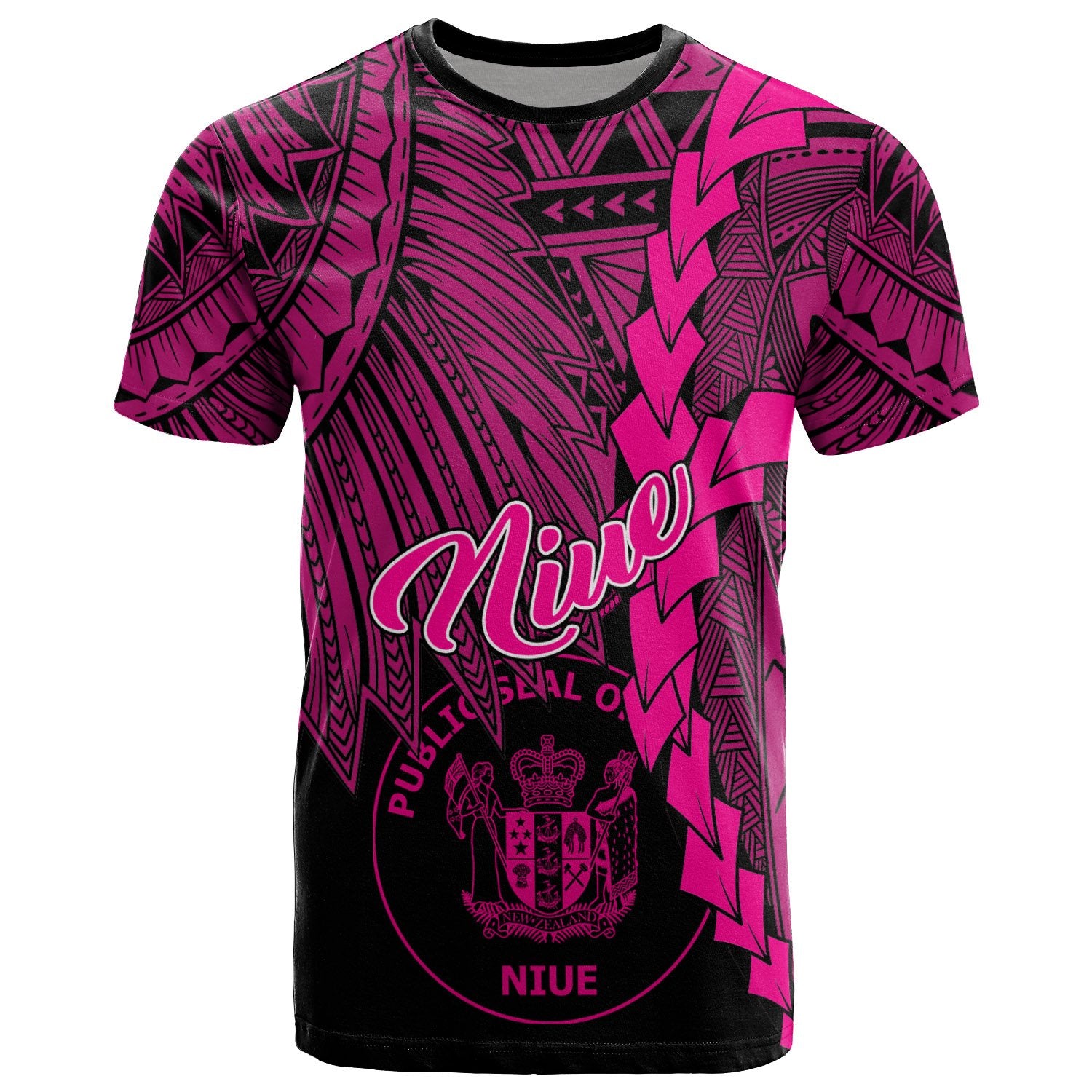 Niue Polynesian T Shirt Tribal Wave Tattoo Pink Unisex Pink - Polynesian Pride