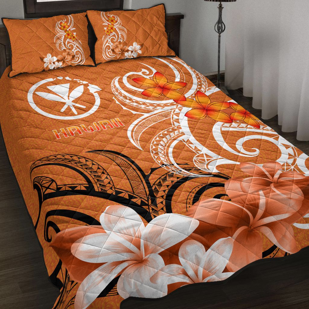 Hawaii Quilt Bed Set - Hawaiian Spirit Orange - Polynesian Pride