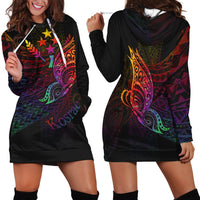 Kosrae State Hoodie Dress - Butterfly Polynesian Style Black - Polynesian Pride