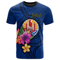 Tahiti Polynesian T Shirt Floral With Seal Blue Unisex Blue - Polynesian Pride