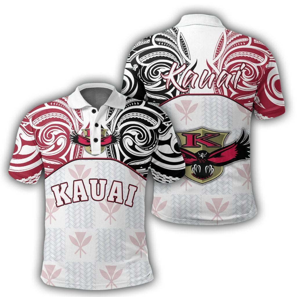 Hawaii Polo Shirt Kanaka Kauai High School Polo Shirt Demodern Style Unisex White - Polynesian Pride