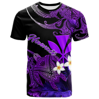 Hawaii Turtle With Plumeria Leaf Purple T Shirt LT12 Unisex Black - Polynesian Pride