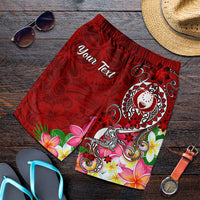Pohnpei Men's Shorts - Turtle Plumeria (Red) - Polynesian Pride