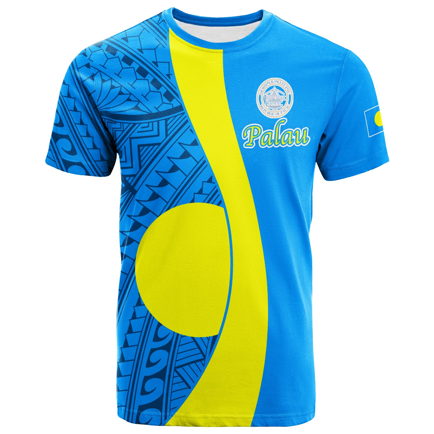 Palau T Shirt Tribal Pattern LT12 Unisex Blue - Polynesian Pride