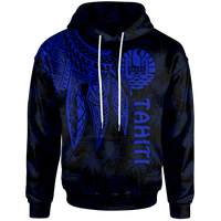 Tahiti Hoodie Polynesian Wings (Blue) Unisex Blue - Polynesian Pride