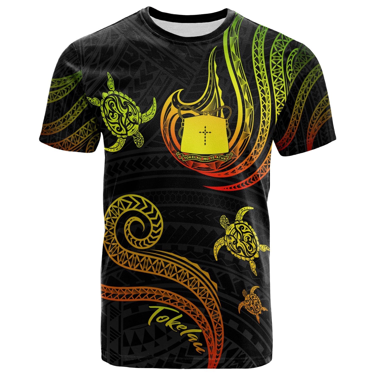 Tokelau T Shirt Polynesian Turtle With Pattern Reggae Unisex Art - Polynesian Pride
