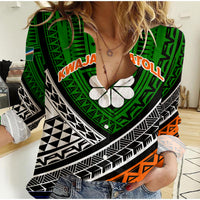 Kwajalein Atoll Tribal Pattern Women Casual Shirt - LT12 Female Green - Polynesian Pride