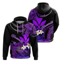 Hawaii Turtle With Plumeria Leaf Purple Hoodie LT12 Hoodie Black - Polynesian Pride