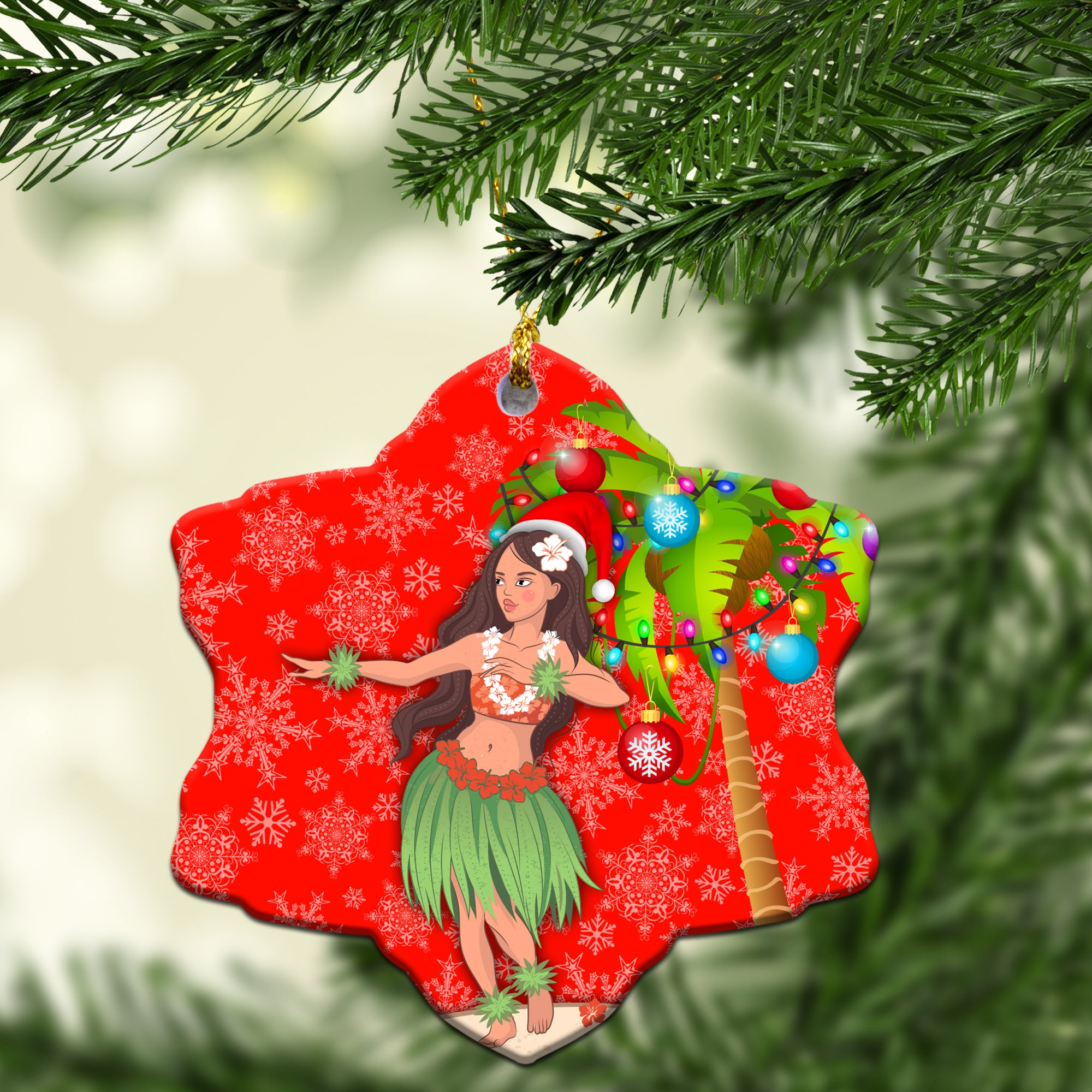 Hawaii Christmas Hula Girl Ornament - LT12 - Polynesian Pride
