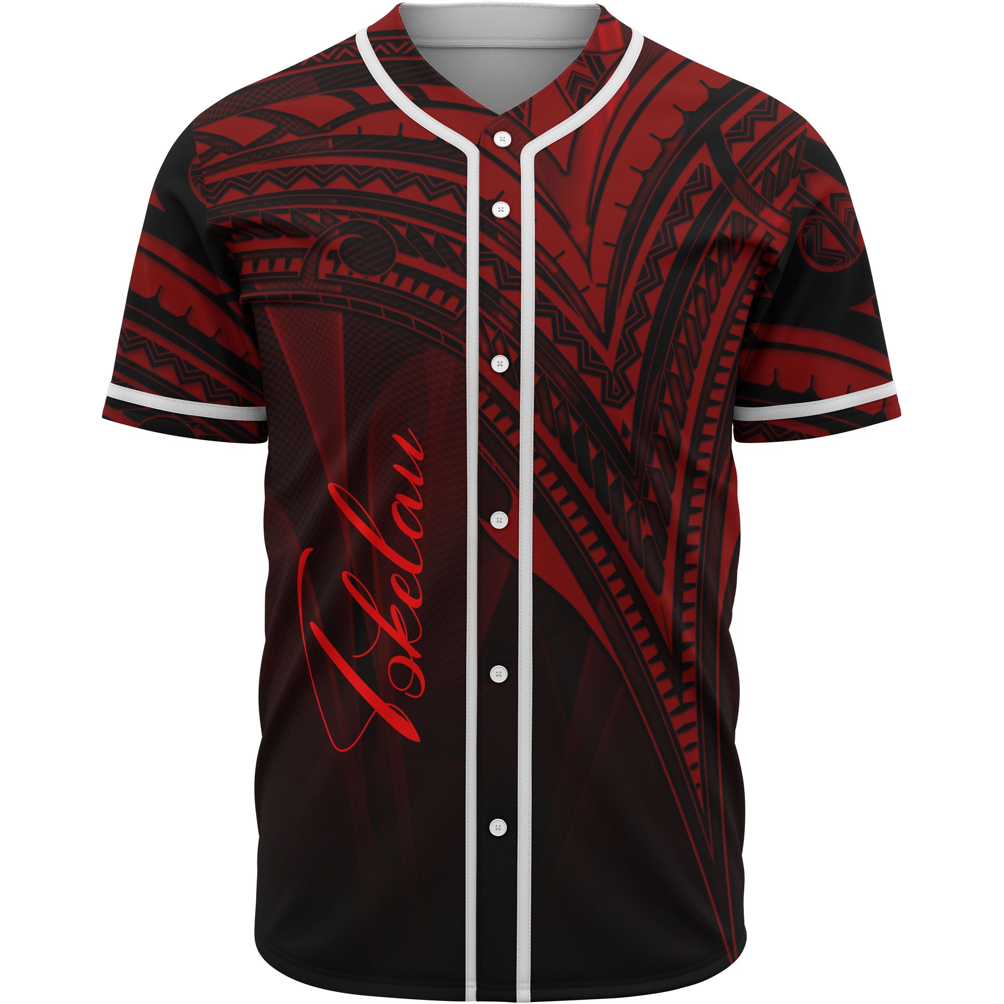 Tokelau Baseball Shirt - Red Color Cross Style Unisex Black - Polynesian Pride