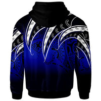 Yap Zip Hoodie Tropical Leaf Gradient Blue Style - Polynesian Pride