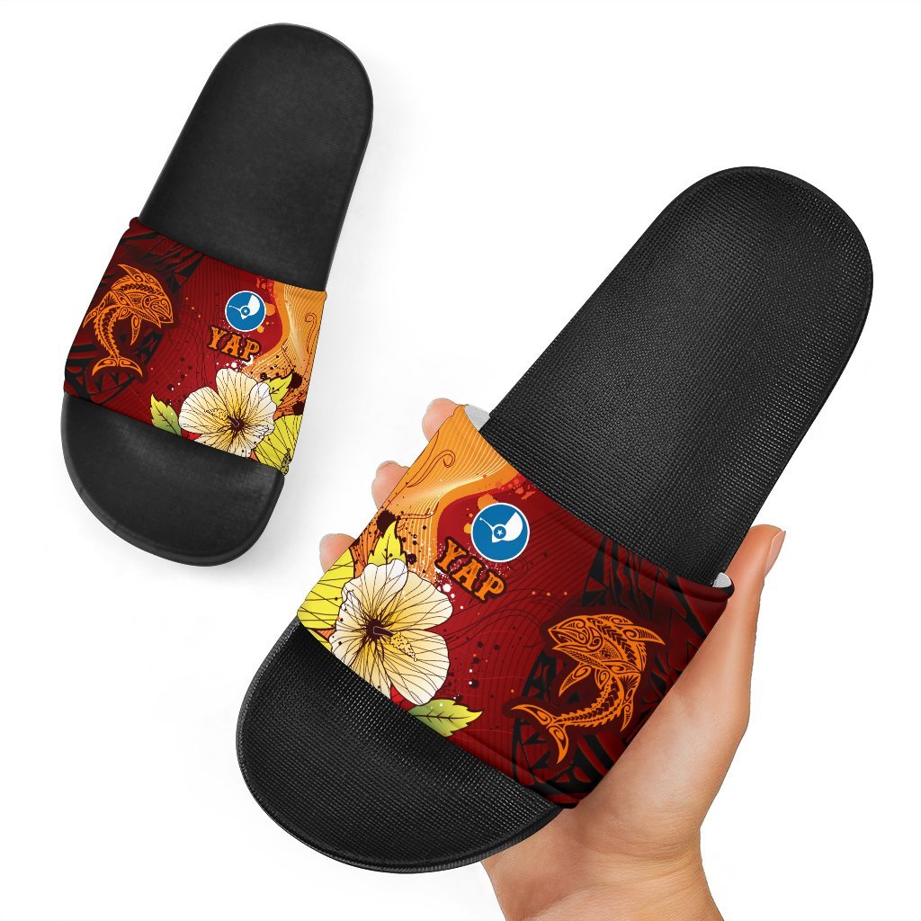Yap Slide Sandals - Tribal Tuna Fish Black - Polynesian Pride
