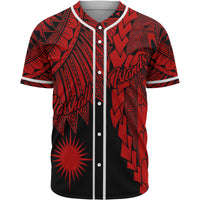 Marshall Islands Polynesian Baseball Shirt - Tribal Wave Tattoo Red Unisex Red - Polynesian Pride