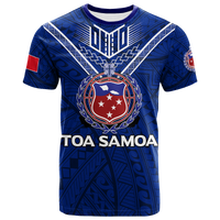 Custom Toa Samoa Rugby T Shirt Samoan Warrior Pride LT12 Blue - Polynesian Pride