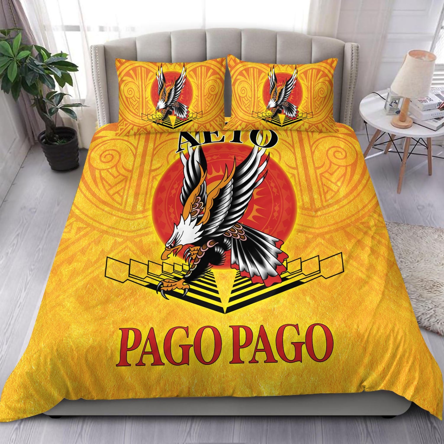 American Samoa Bedding Set - Pago Pago Aeto (Ver 2) Yellow - Polynesian Pride