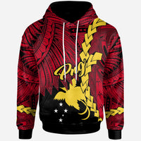 Papua New Guinea Polynesian Hoodie Tribal Wave Tattoo Flag Color Unisex Red - Polynesian Pride
