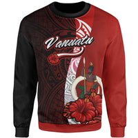 Vanuatu Polynesian Sweater - Coat Of Arm With Hibiscus Unisex Red - Polynesian Pride