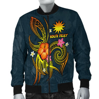 Nauru Polynesian Personalised Men's Bomber Jacket - Legend of Nauru (Blue) Blue - Polynesian Pride