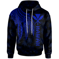 Polynesian Hawaii Kanaka Maoli Zip up Hoodie Polynesian Wings (Blue) Unisex Blue - Polynesian Pride