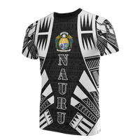 Nauru T Shirt Nauru Coat Of Arms Polynesian Tattoo Style Unisex Black - Polynesian Pride