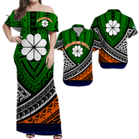 Polynesian Kwajalein Atoll Tribal Pattern Matching Dress and Hawaiian Shirt LT12 Green - Polynesian Pride