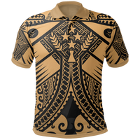 Kosrae Polo Shirt Gold Seal with Polynesian Tattoo Unisex Gold - Polynesian Pride
