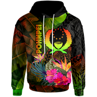 Pohnpei Polynesian Hoodie Hibiscus and Banana Leaves Unisex Reggae - Polynesian Pride