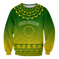 Cook Islands Turtle With Tribal Sweatshirt - LT12 Unisex Green - Polynesian Pride