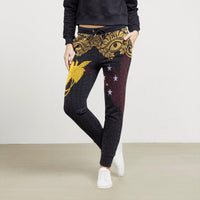 Papua New Guinea Sweatpants - Erudite Eye Unisex 6XL Black Gold - Polynesian Pride