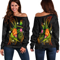 New Caledonia Polynesian Off Shoulder Sweater - Legend of New Caledonia (Reggae) - Polynesian Pride