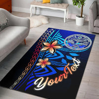 Marshall Islands Custom Personalised Area Rug - Vintage Tribal Mountain Crest Blue - Polynesian Pride