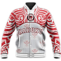 Hawaii Baseball Jacket - Kanaka Kahuku High School Baseball Jacket Demodern Style AH Unisex White - Polynesian Pride