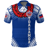 Toa Samoa Rugby Ula Fala Art Polo Shirt LT12 Blue - Polynesian Pride