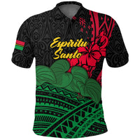 Vanuatu Espiritu Santo Polo Shirt Kava With Hibiscus LT12 Unisex Black - Polynesian Pride
