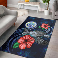 Federated States Of Micronesia Polynesian Area Rug - Blue Turtle Hibiscus Blue - Polynesian Pride