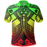 Kosrae Polo Shirt Reggae Seal with Polynesian Tattoo Unisex Reggae - Polynesian Pride