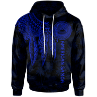 American Samoa Hoodie Polynesian Wings (Blue) Unisex Blue - Polynesian Pride