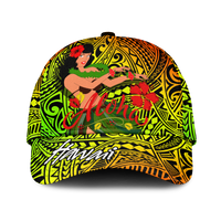 Hawaii Hula Girl Reggae Cap - LT2 Classic Cap Universal Fit REGGAE - Polynesian Pride