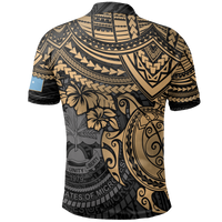 Federated States of Micronesia Polo Shirt Federated States of Micronesia Flag Seal Golden Turtle Hiciscus - Polynesian Pride