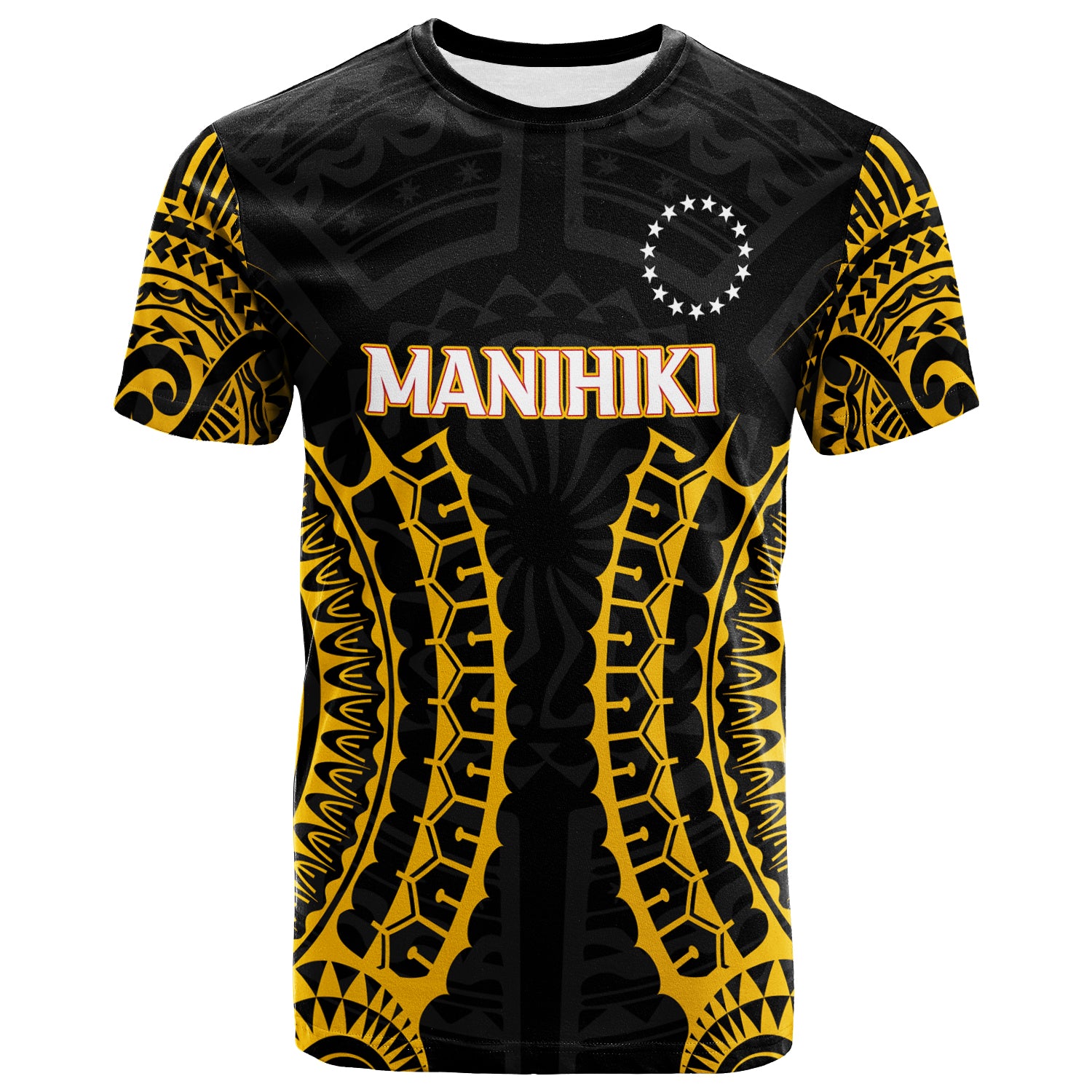 Cook Islands Manihiki T Shirt Tribal Pattern LT12 Unisex Black - Polynesian Pride
