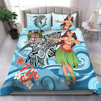 Fiji Bedding Set - Polynesian Girls With Shark Blue - Polynesian Pride
