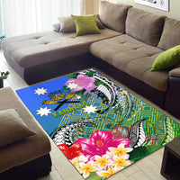 South Sea Islanders Kanakas Hibiscus Polynesia Area Rug - LT2 BLUE - Polynesian Pride